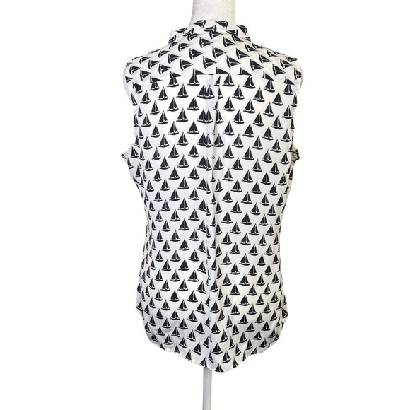 BANANA REPUBLIC Sailboat Nautical Sleeveless Button-Up Shirt Top Women’s Sz S - Picture 3 of 13
